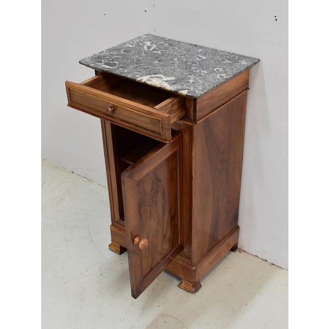 Small Walnut and Marble Bedside Table, 1900s For Sale - Image 4 of 18