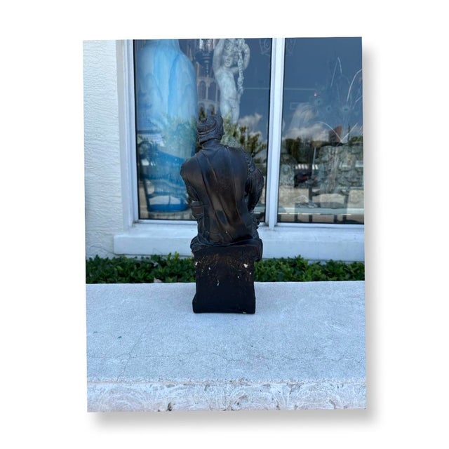 Classical Roman Early 20th Century Vintage Italian Black Plaster Roman Sculpture Souvenir Souvenir of Grand Tour For Sale - Image 3 of 5