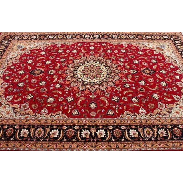 Hand-Knotted Middle Eastern Wool & Silk Rug with Decorative Pattern For Sale - Image 5 of 9