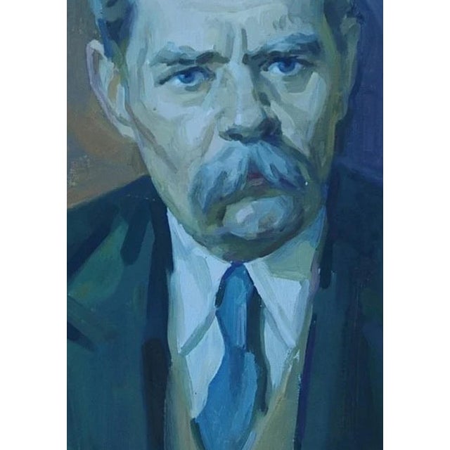 Maxim Gorky Portrait, Original Soviet Oil Painting on Canvas, 1970s 50-70 For Sale - Image 4 of 6