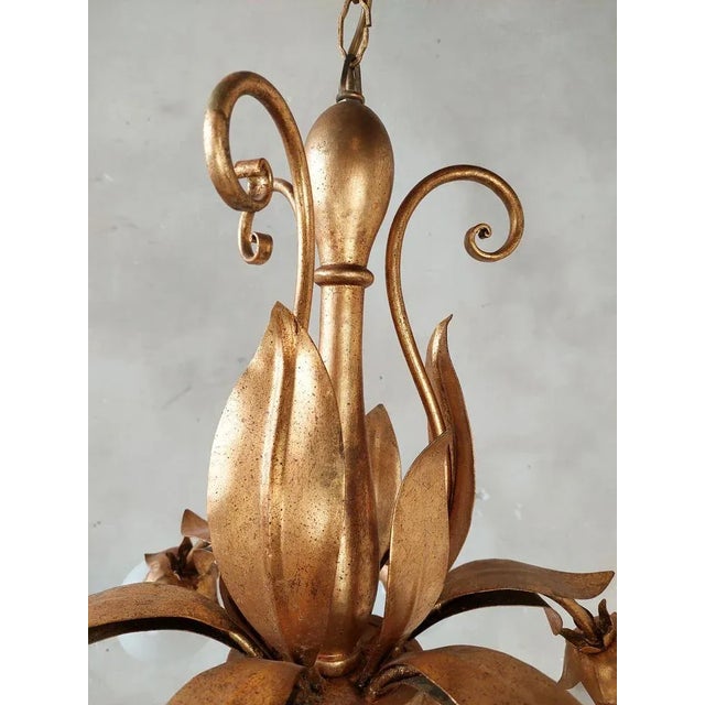 1960s Mid-Century Hollywood Regency French Gold Patinated Lamps with Leaves, 1960s, Set of 2 For Sale - Image 5 of 10