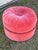 This beautiful ottoman is tall and can be used as a stool. It is vintage and we had it recovered in a luxurious pink velvet.