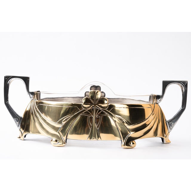 Jugendstil Centerpiece in Alpaca and Brass with Glass, 1908 For Sale - Image 15 of 15