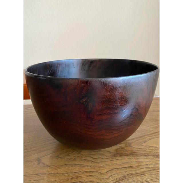 Mid-Century Modern Large Hand-Carved Minimalist Midcentury Modern Rosewood Bowl For Sale - Image 3 of 10