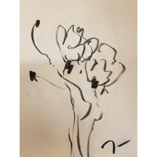 Contemporary Minimalist Floral Still life Charcoal Drawing by Jose Trujillo For Sale