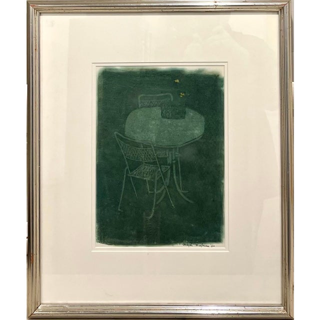 Joseph Solman, Monotype Print Painting Garden Scene Table Chair Joseph Solman American Art WPA, 1980 For Sale - Image 13 of 13