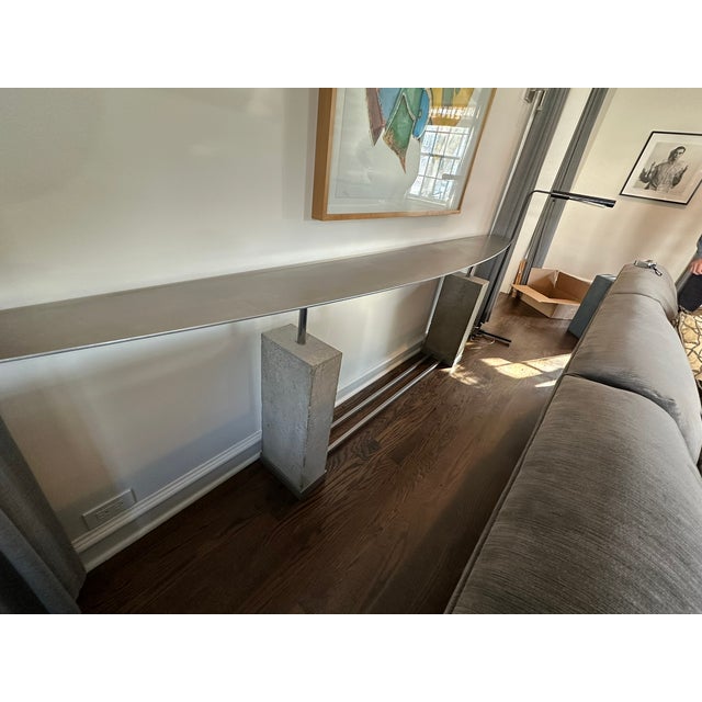 Metal Michael Heltzer Steel and Cast Stone Console Table One of a Kind For Sale - Image 7 of 8