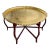 Vintage Scalloped Brass Tray Table With Collapsible Wood Base For Sale