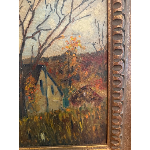 1952 Original Oil Painting Pocono Mountains Landscape: The Eric Danisch Estate Barn, Scotrun Pa For Sale - Image 13 of 16