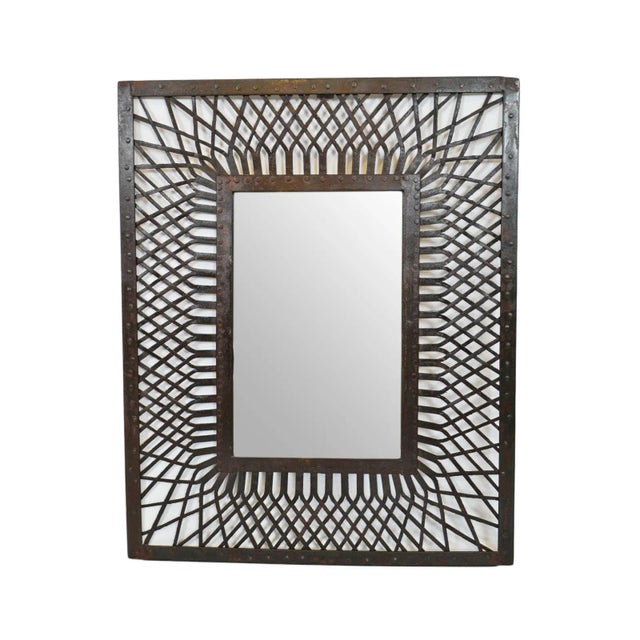 Late 20th Century Vintage Iron Weave Work Mirror For Sale - Image 5 of 5