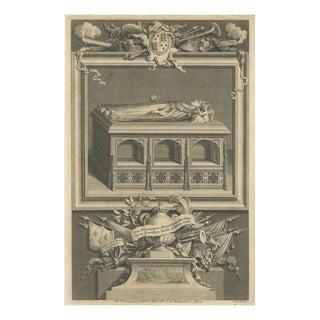 Vertue, Henry V Tomb, Westminster Abbey, 1735, Engraving For Sale