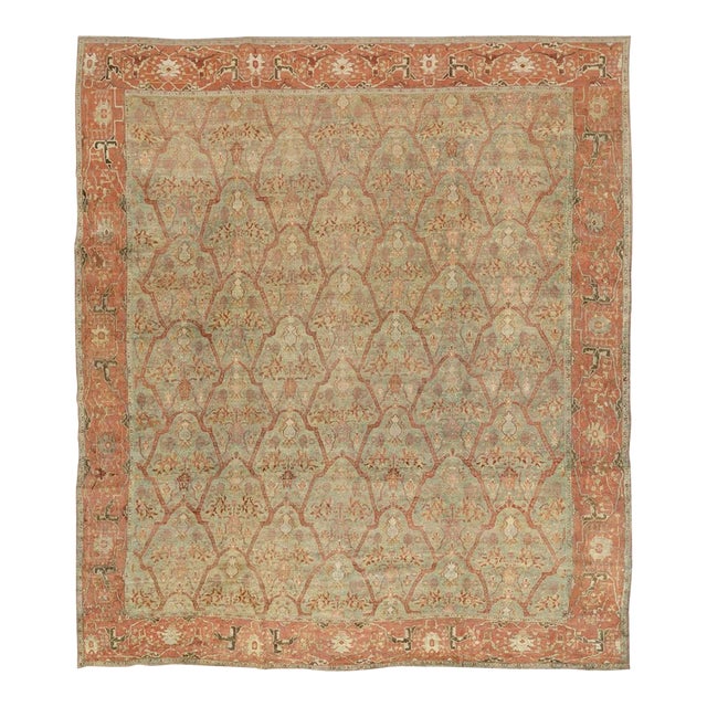 Antique Muted Green Square Bidjar Rug no. 10966 For Sale