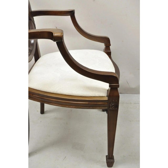 Brown Late 20th Century Hepplewhite Prince of Wales Plume Carved Shield Back Mahogany Dining Arm Chair For Sale - Image 8 of 11