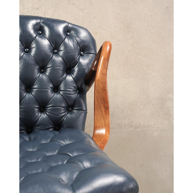 English Regency Style Tufted Leather Executive Office Chair For Sale - Image 15 of 18