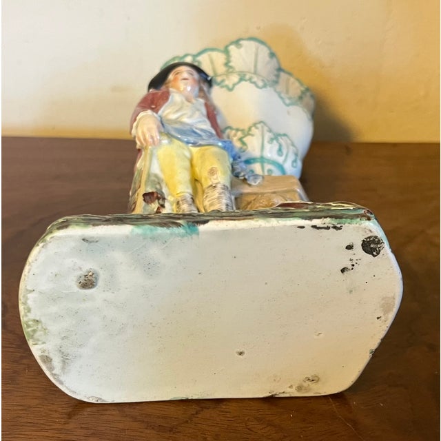 Antique 18th Century English George III Staffordshire Pottery Figure of a Gardener Leaning on an Urn Form Vase & Fountain For Sale - Image 18 of 18