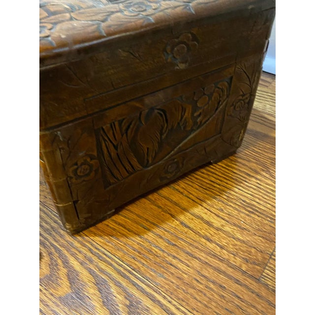 Mid 20th Century Vintage Asian Large Handmade Carved Wooden Boxes Set of 3 For Sale - Image 9 of 10
