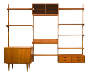 1960s Vintage Kai Kristiansen Teak Wall System W/Two-Door Cabinet