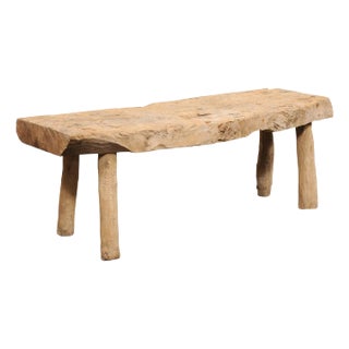 Spanish 19th Century Wood Slab Bench For Sale