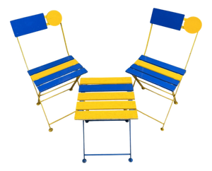 Kis Folding Chairs and Stool by Denis Balland for Fermob, 1980s, Set of 3