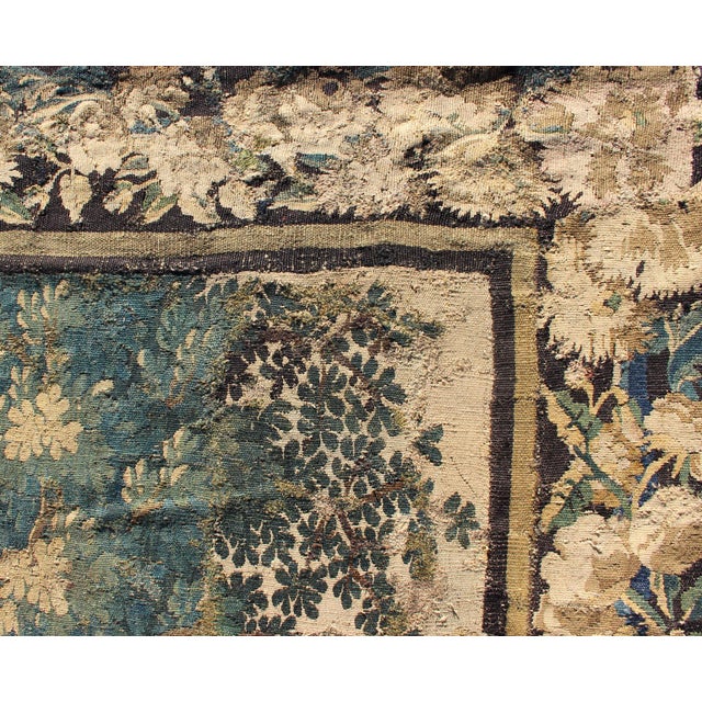 Antique 17th Century Scenic Tapestry Surrounded by Floral Border For Sale - Image 11 of 16