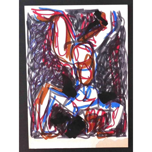 Acrobat is an original Drawing in Color Markers realized by an anonymous artist in the 20th Century. Good Conditions...
