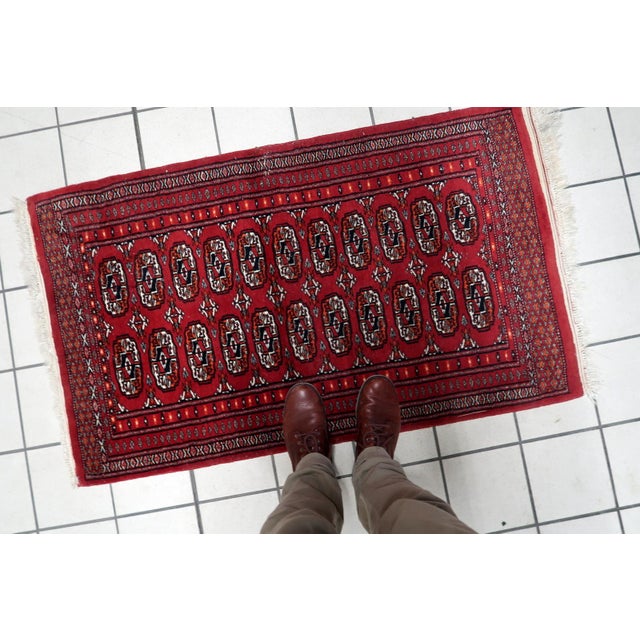 1960s, Handmade Vintage Uzbek Bukhara Rug 2.8' X 4.1' For Sale - Image 4 of 10