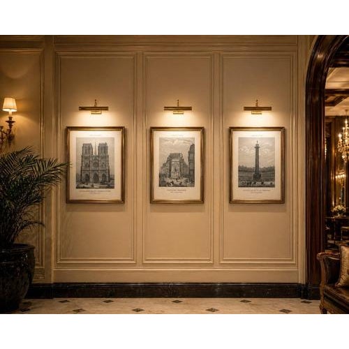 Black Paris Landmarks: Notre Dame, Vendôme, Molière, Engravings, 1855, Set of 3 For Sale - Image 8 of 9