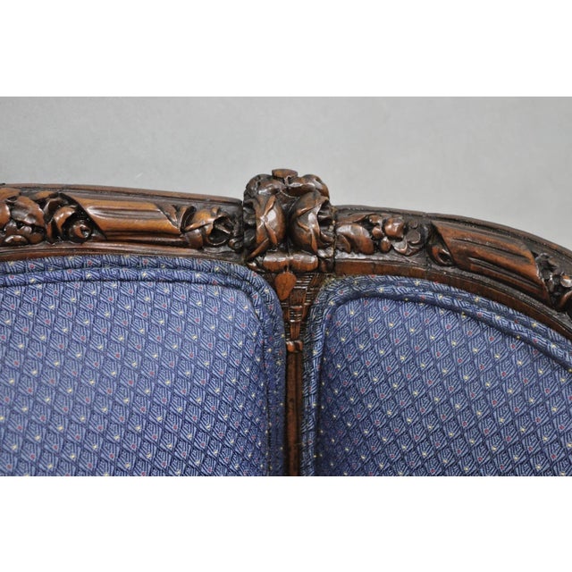 Wood Antique French Renaissance Louis XV Style Carved Walnut Wingback Arm Chair For Sale - Image 7 of 18