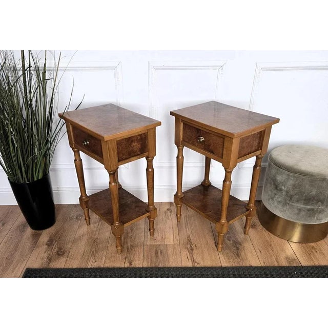 Wood Mid-Century Modern Regency Style Wooden Nightstands, Italy, 1950s, Set of 2 For Sale - Image 7 of 10