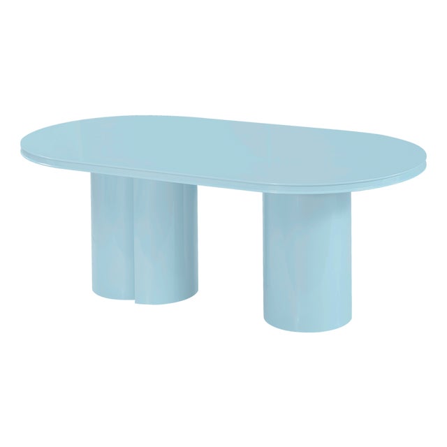 Elora Blue Lacquer Oval Dining Table For Sale