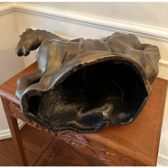 Large Horse Statue in Chinese Tang Dynasty Style, Bronze Painted Plaster Statue 1980s For Sale - Image 11 of 12