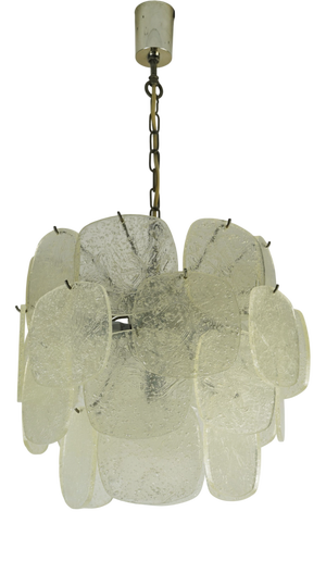 Mid-Century Pendant Light with Acrylic Discs Like Ice Glass, 1970s