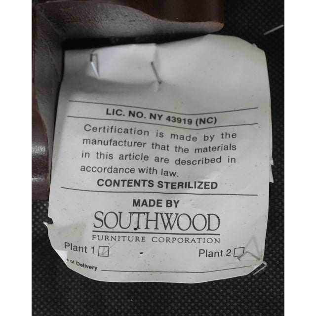 Southwood Chippendale Mahogany Bench W. Damask Upholstery For Sale - Image 14 of 15