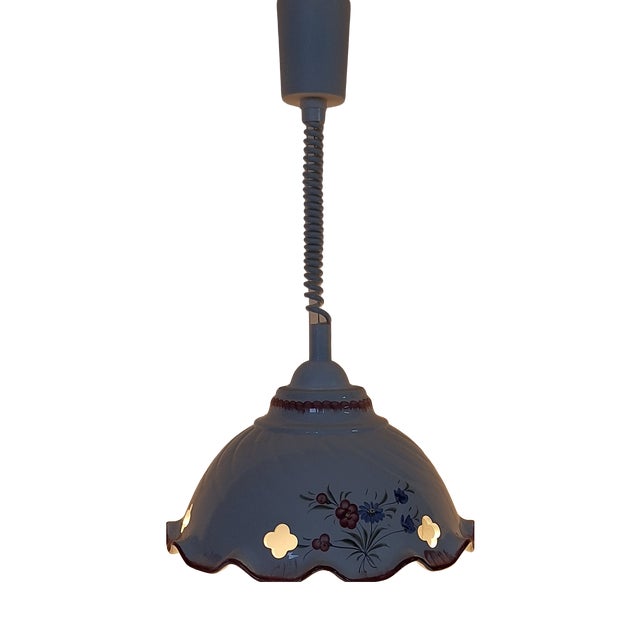 Vintage Rustic Ceiling Lamp with Ceramic Shade, 1980s For Sale