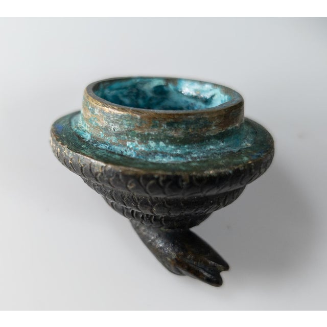 20th Century Hellenistic Greek or Roman Style Verdigris Bronze Oil Lamp For Sale - Image 13 of 18