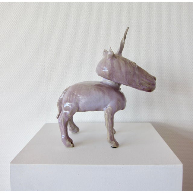 Glazed Ceramic Unicorn Sculpture, 1970s For Sale - Image 3 of 6
