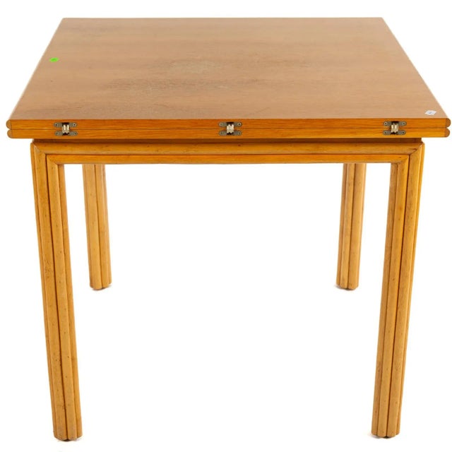 McGuire 1970s McGuire Bamboo and Rattan Flip-Top Games Table With Extension Leaves and Four Dining Chairs For Sale - Image 4 of 12