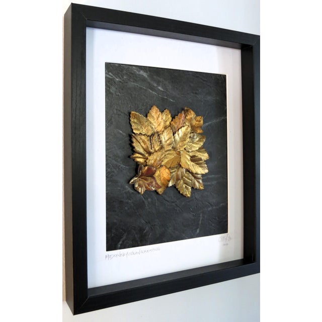 Contemporary Vintage Italian Tole Gold Leaf Framed Original Artwork, Signed by C. Damien Fox For Sale - Image 3 of 5
