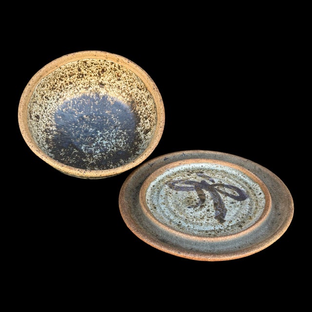 Vintage Mid-Century Studio Pottery Stoneware Cheese Dome Butter Dish W/ Lid, Signed For Sale In San Diego - Image 6 of 8
