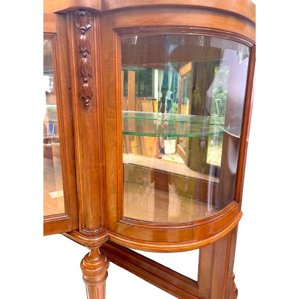 Wood Showcase Buffet, Curved Beveled Glass, Louis XVI Style, France 1920 For Sale - Image 7 of 8