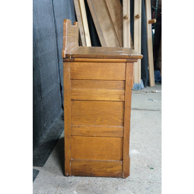 Wood Antique American Victorian Oak Washstand Commode Chest Cabinet Backsplash For Sale - Image 7 of 18