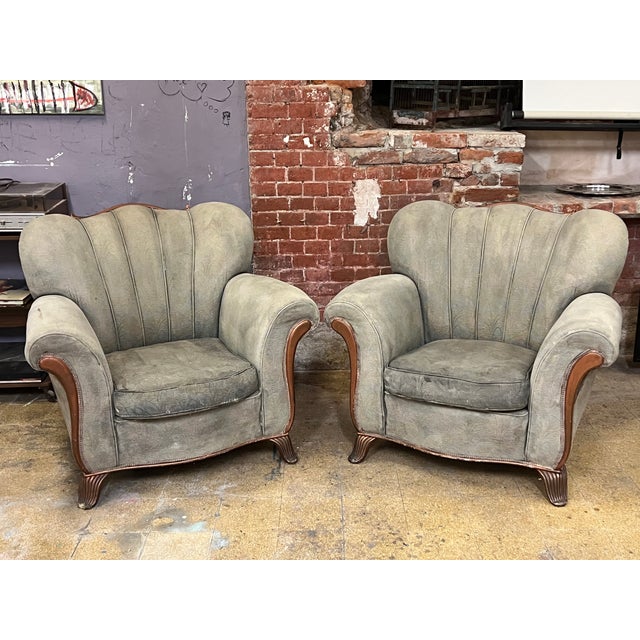 1940s Large Art Deco Lounge Chairs, 1940s, Set of 2 For Sale - Image 5 of 12
