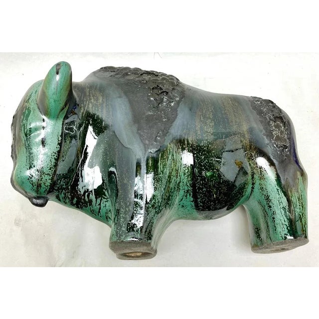 Blue Buffalo Figurine by Otto Gerharz for Otto Keramik For Sale - Image 8 of 12