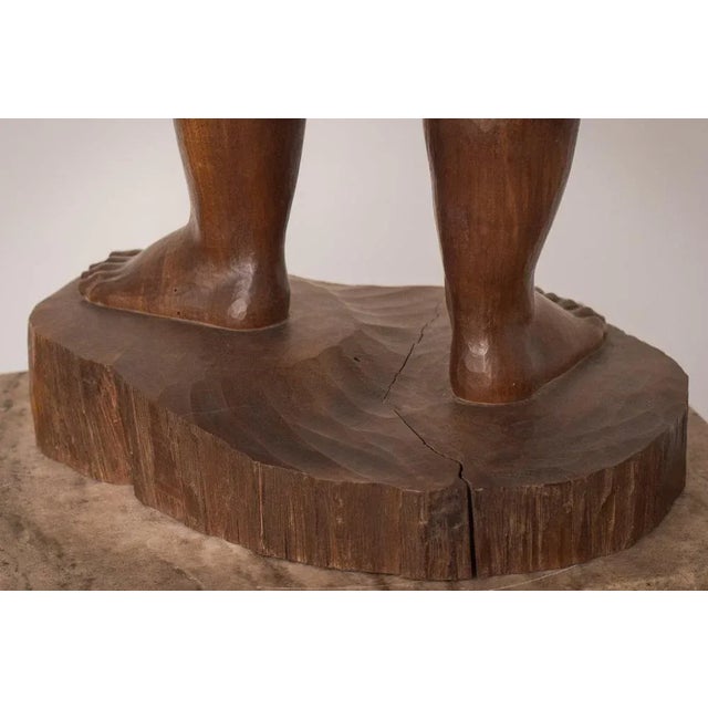 Wood Carved Female Nude with Stand For Sale - Image 15 of 17