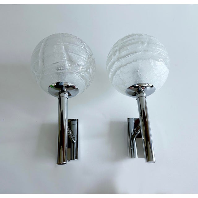 Metal Vintage Space Age Glass Sconces from Doria, 1960s, Set of 2 For Sale - Image 7 of 13