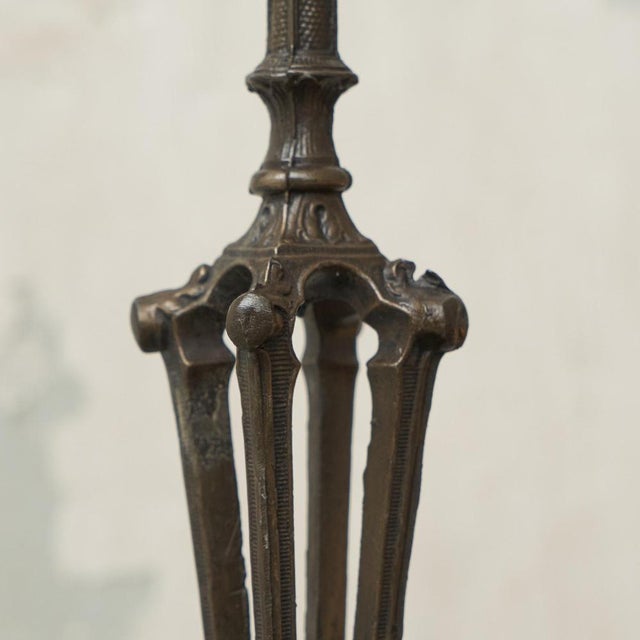 Metal Antique Candleholder in Cast Spelter with Putto, Late 19th Century For Sale - Image 7 of 11