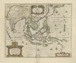 Antique Map of the East Indies and Southeast Asia, 1644