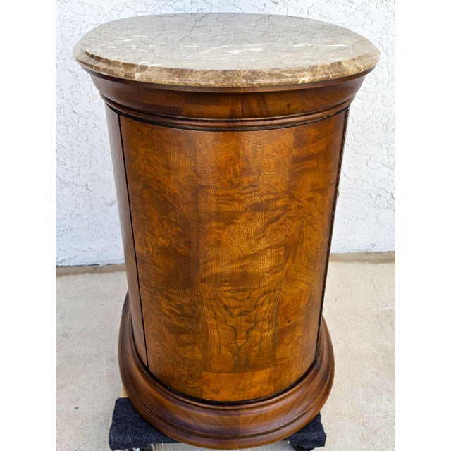 Thomasville Elysse Marble Top Accent Bar Cabinet Center End Table Burl Finish For Sale - Image 12 of 15