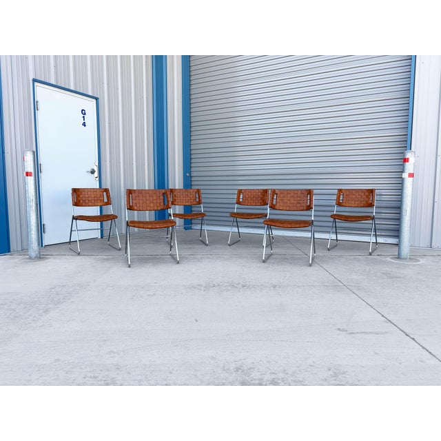 Mid-Century Modern 1970s Mid Century Chrome and Leather Dining Chairs by Chromecraft For Sale - Image 3 of 13