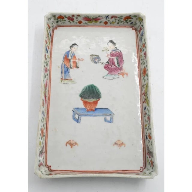 19th Century Antique 19th Century Chinese Export Famille Rose Porcelain Footed Tray For Sale - Image 5 of 18